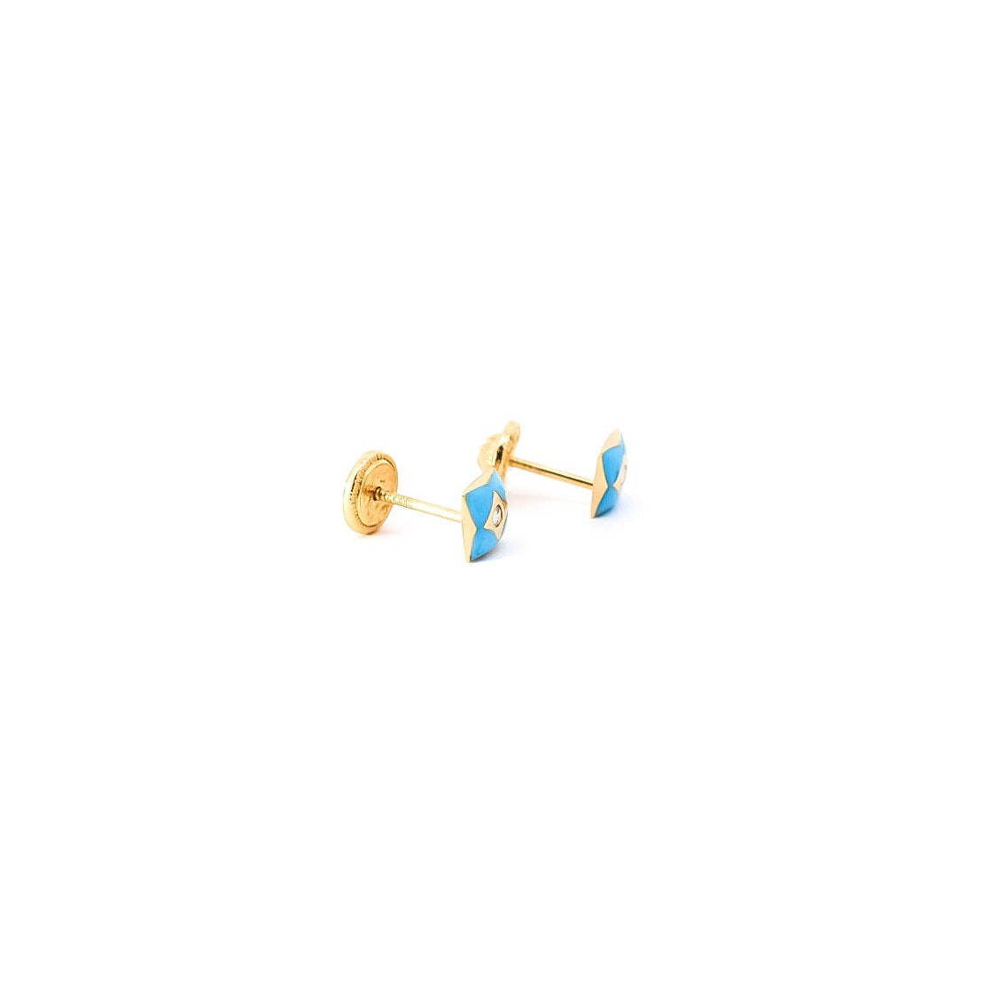 Aretes para bebe en oro amarillo 18kt esmaltado con circones
