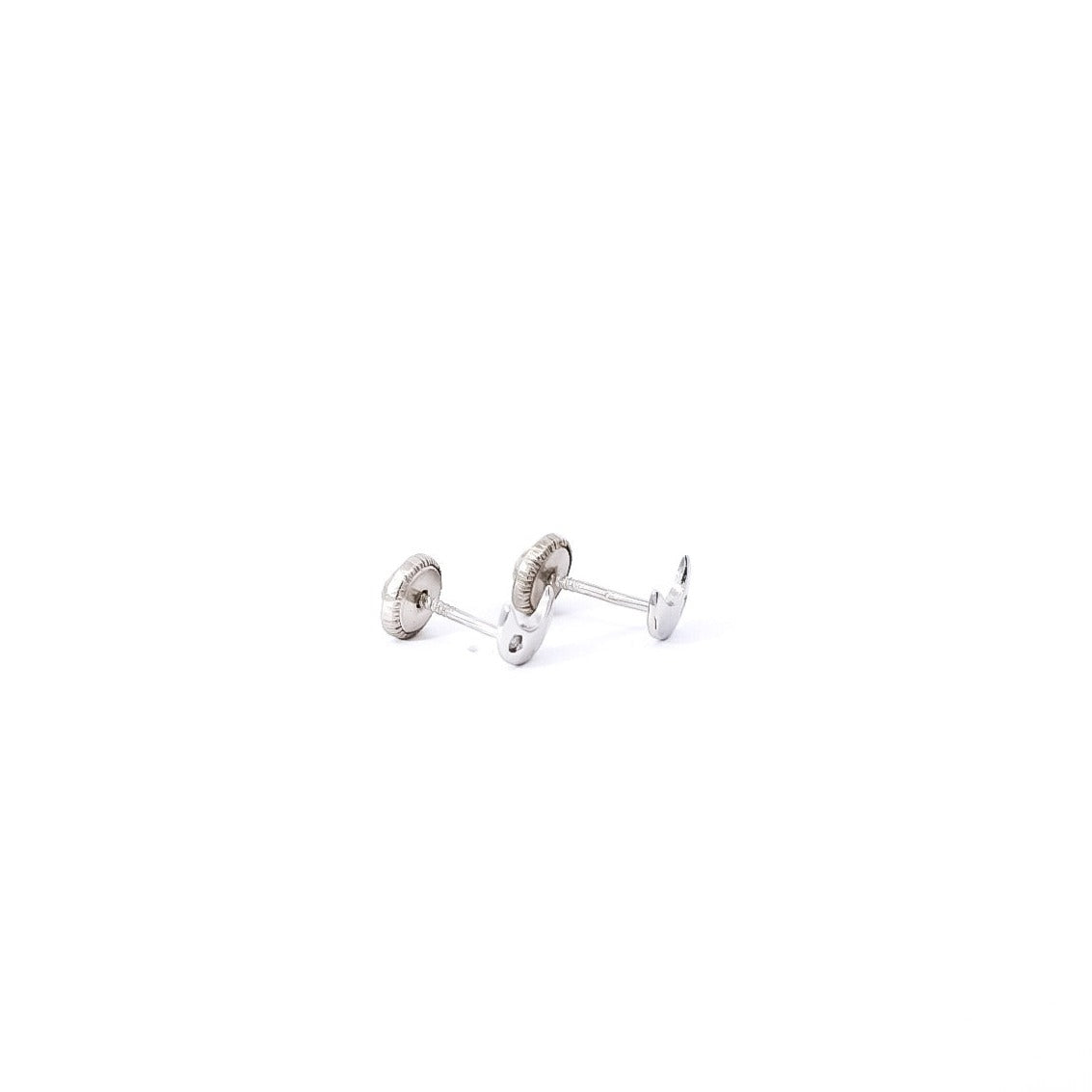 Aretes para bebe en oro blanco 18kt y diamantes con diseño de luna