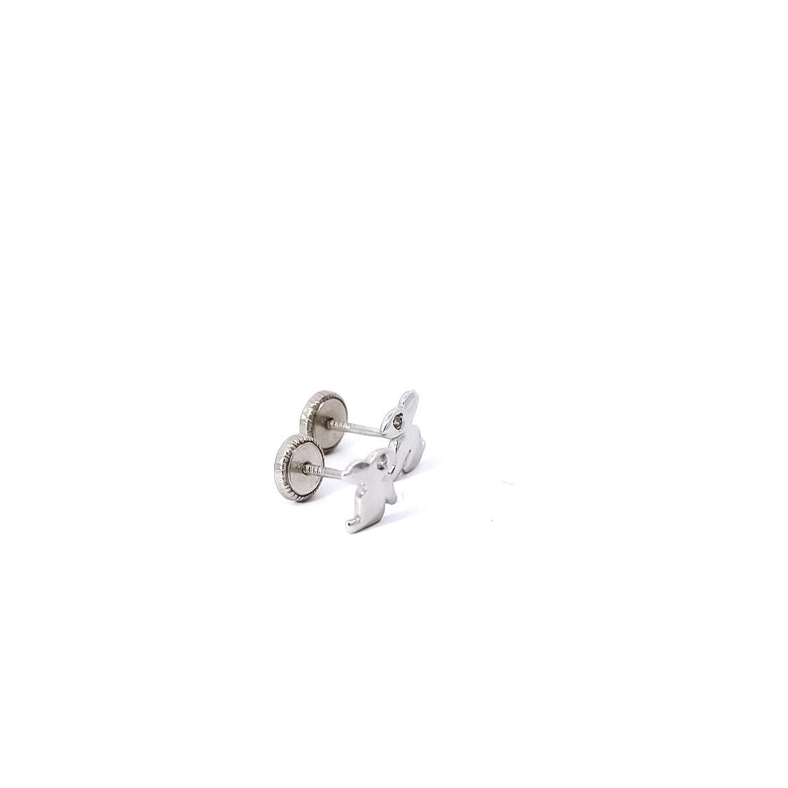 Aretes para bebe en oro blanco 18kt y diamantes  con diseño de conejitos