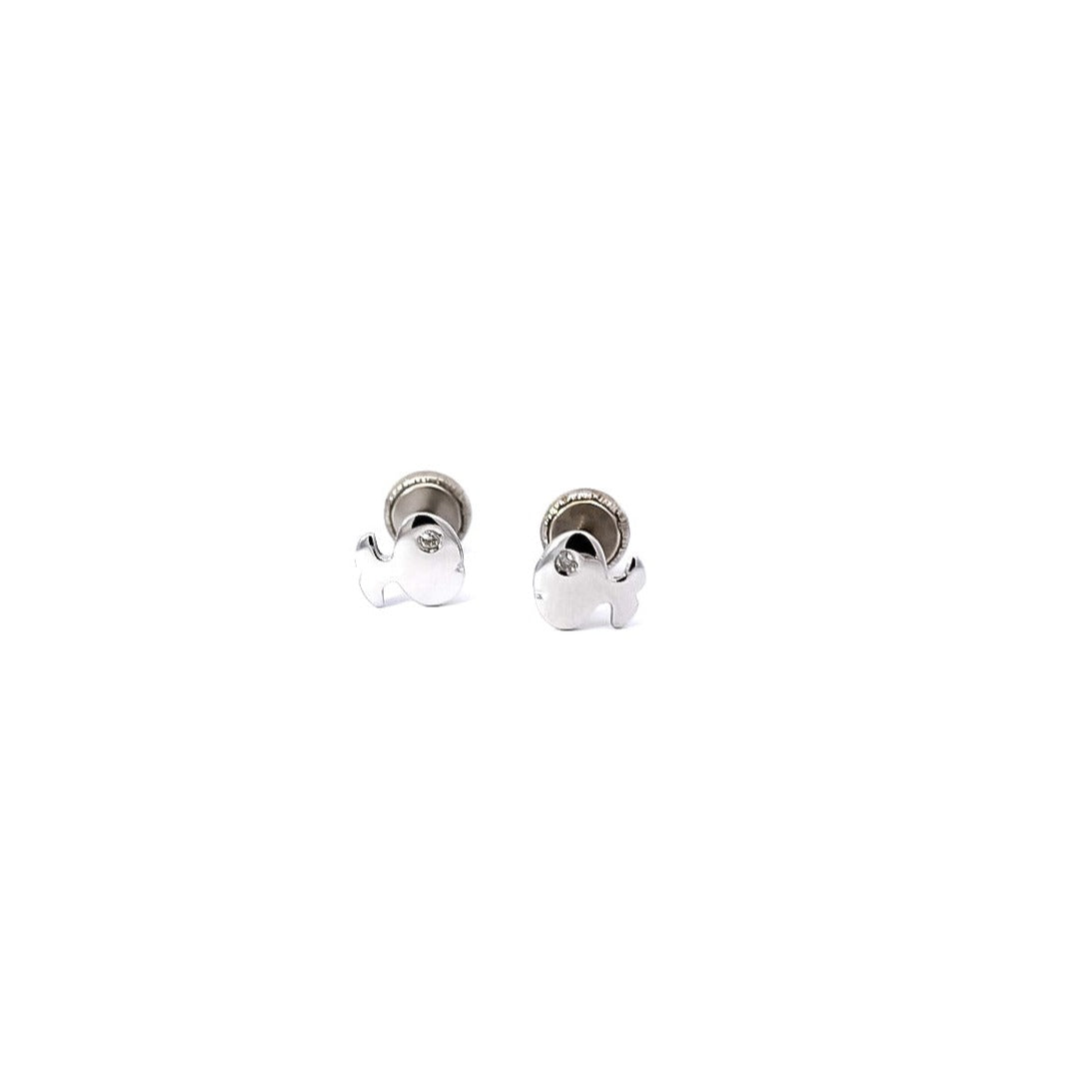 Aretes para bebe en oro blanco 18kt y diamantes con diseño de peces