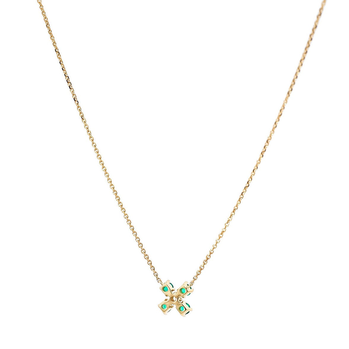 Collar en oro amarillo 18kt  con dije en diamante y esmeraldas