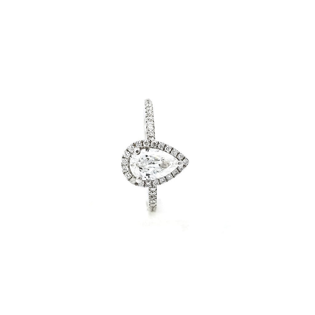 Anillo de compromiso en oro blanco 18kt con diamantes