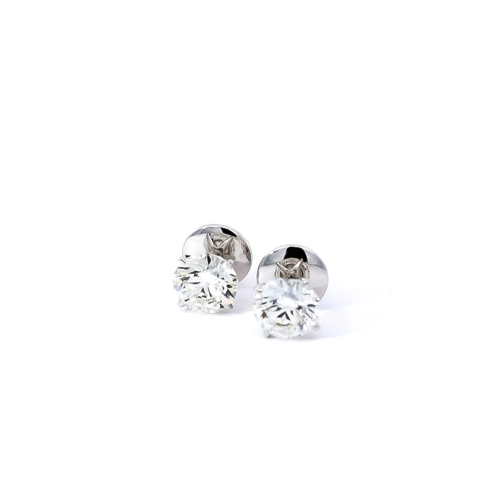 Aretes oro blanco tipo tops de diamantes 2.8ct