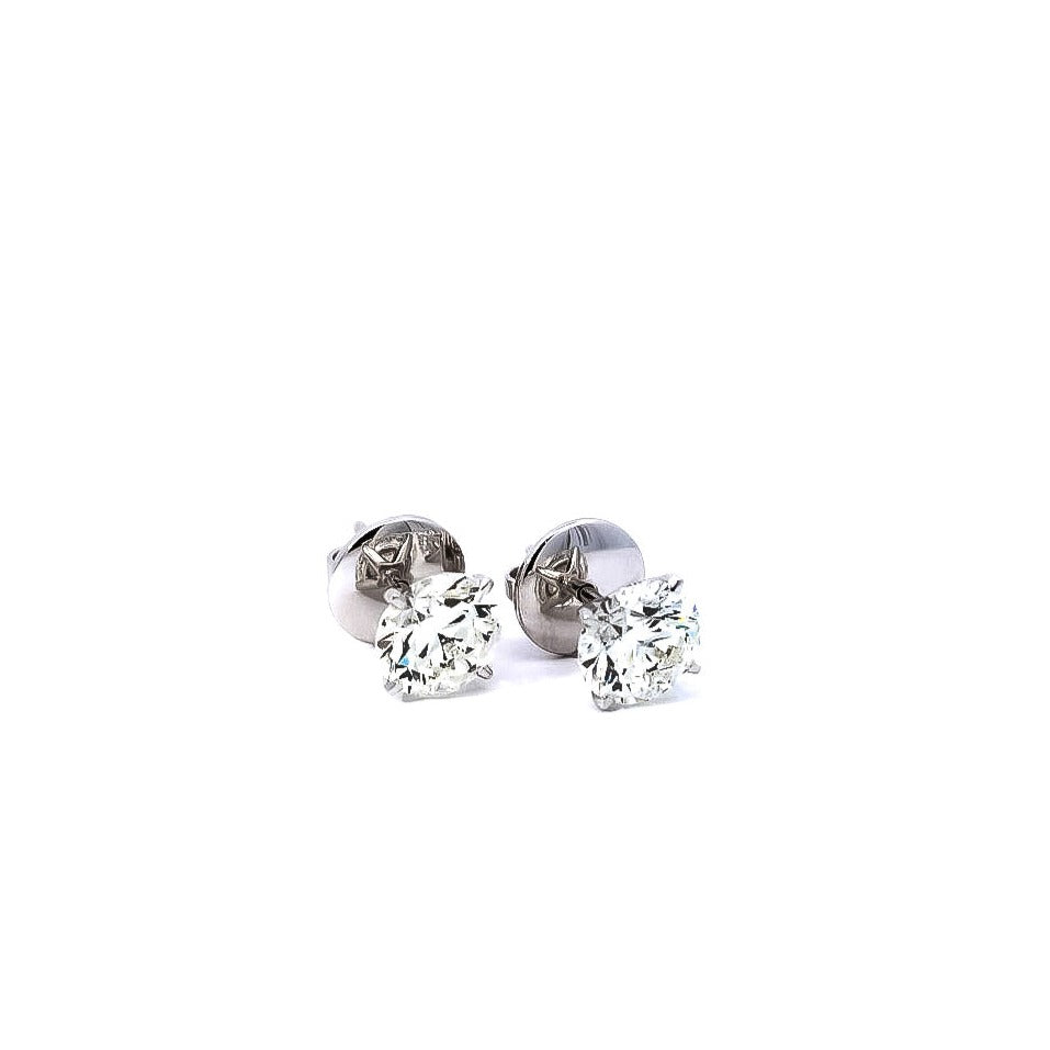 Aretes oro blanco tipo tops de diamantes 2.8ct