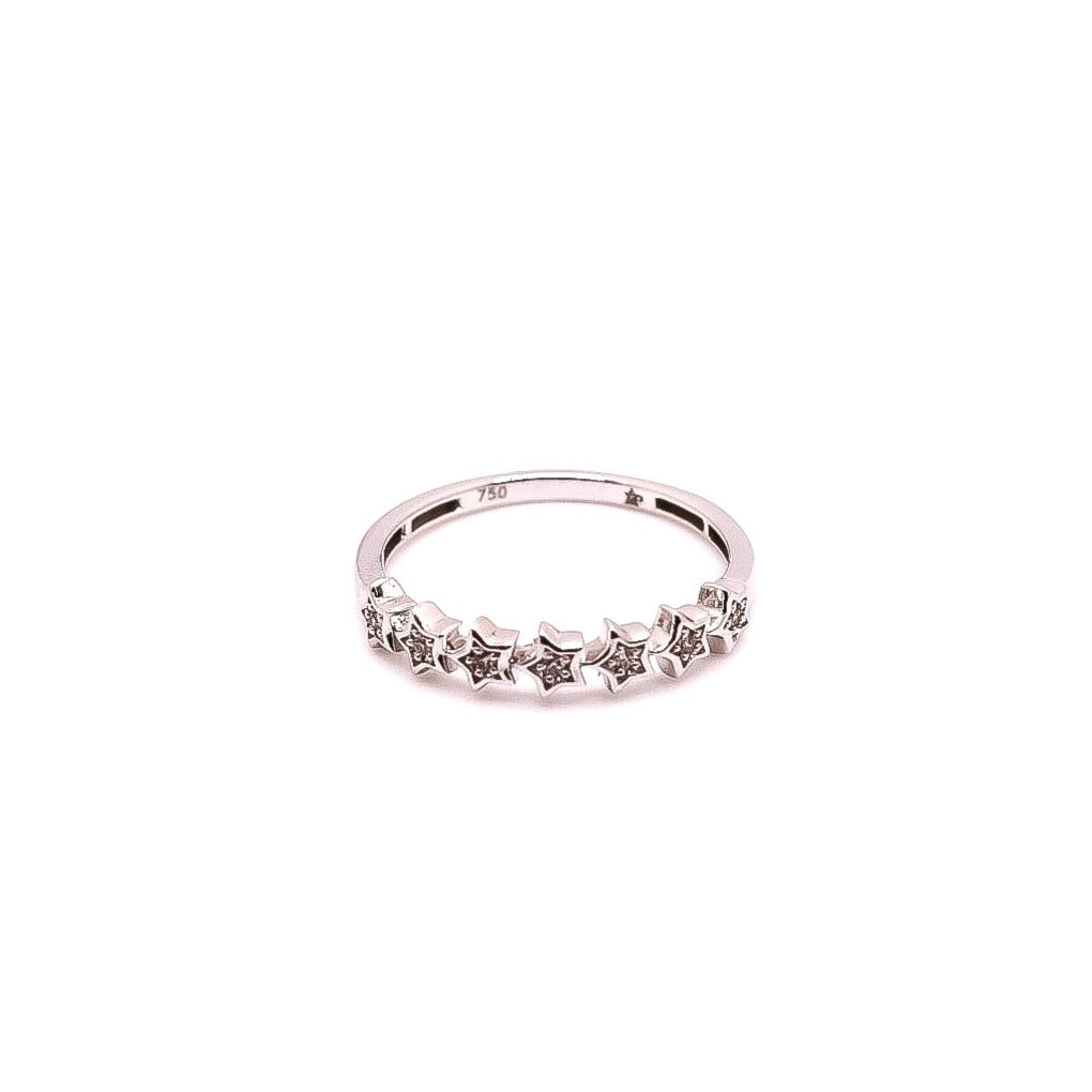 Anillo tipo banda diseño en líneas de estrellas con diamantes