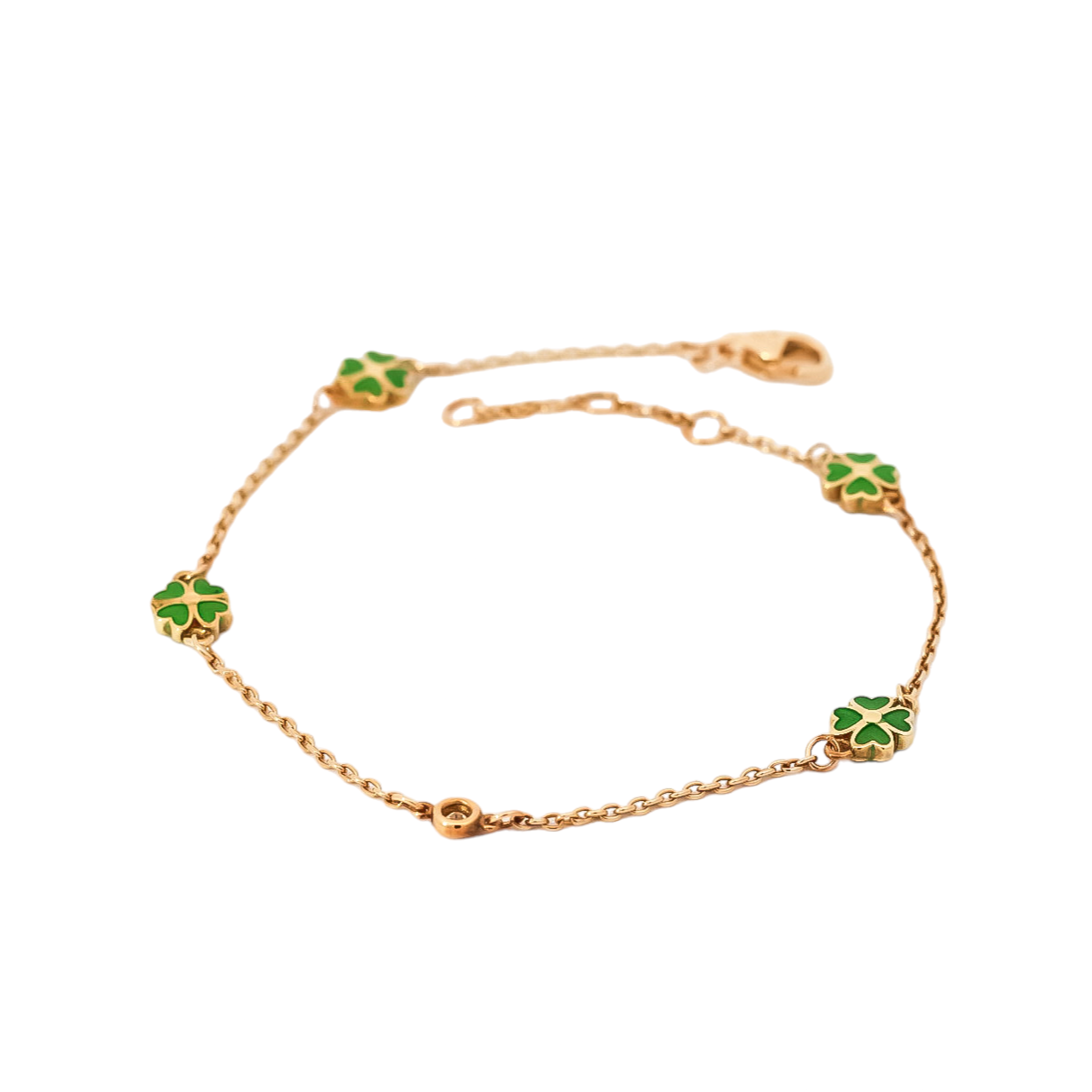 Pulsera lineal de oro amarillo con diseño de trébol
