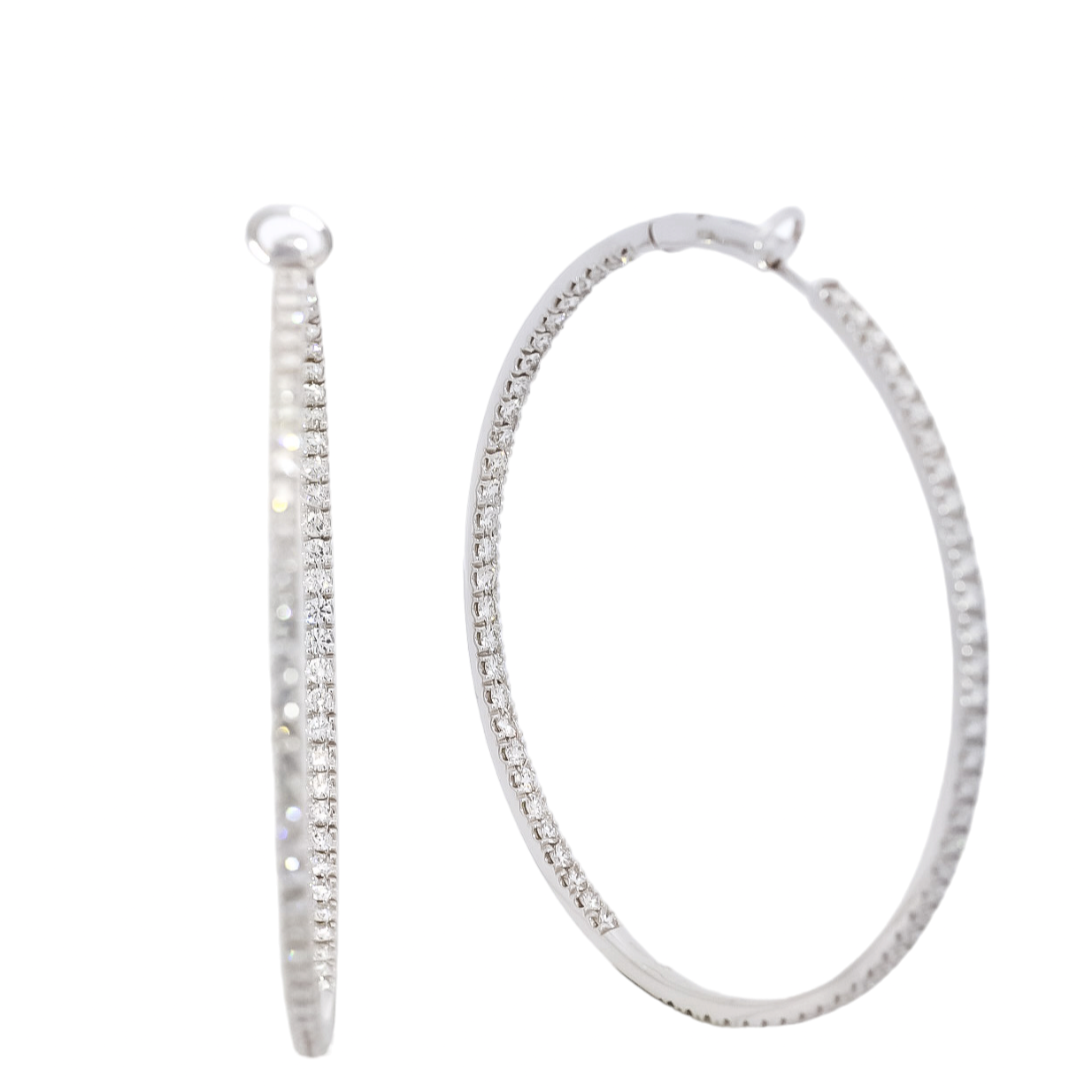 Argollas en oro blanco con diamantes en ambas caras