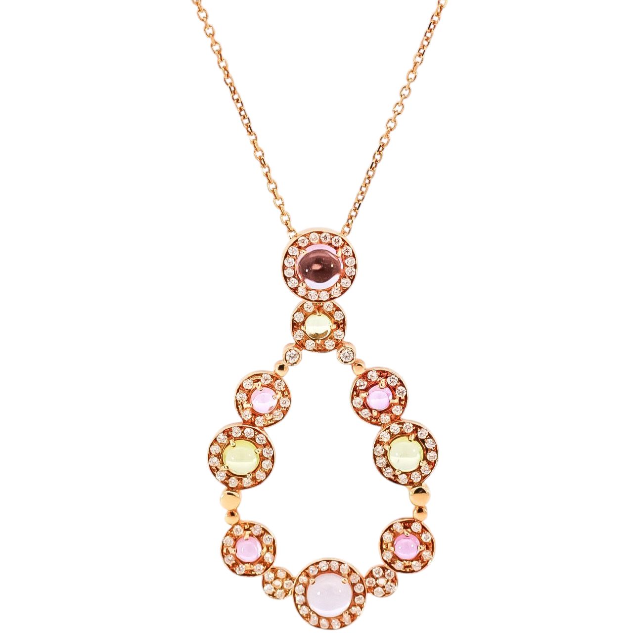 Collar oro amarillo 18kt con diamantes ,amatistas y peridot