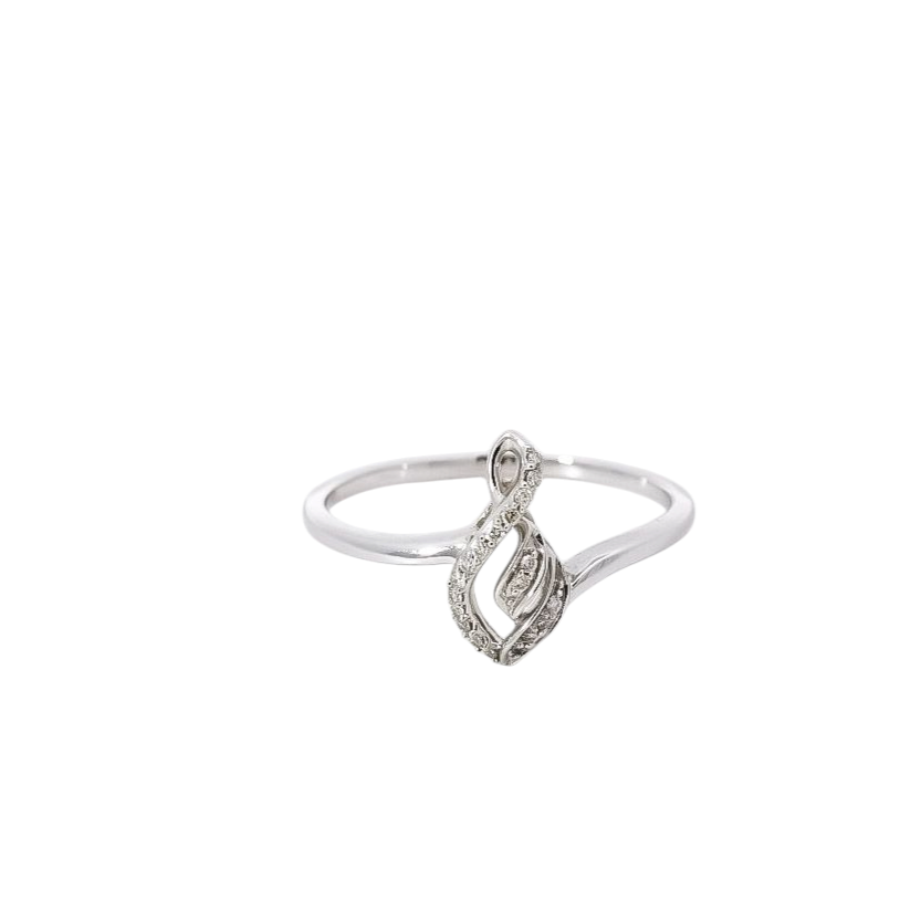 Anillo oro blanco diseño nota musical con diamantes