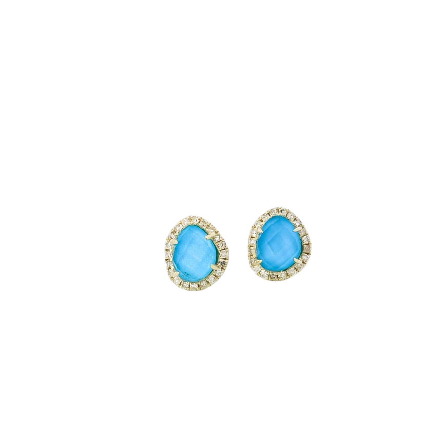 Aretes oro amarillo 14kt con diamantes y topacio