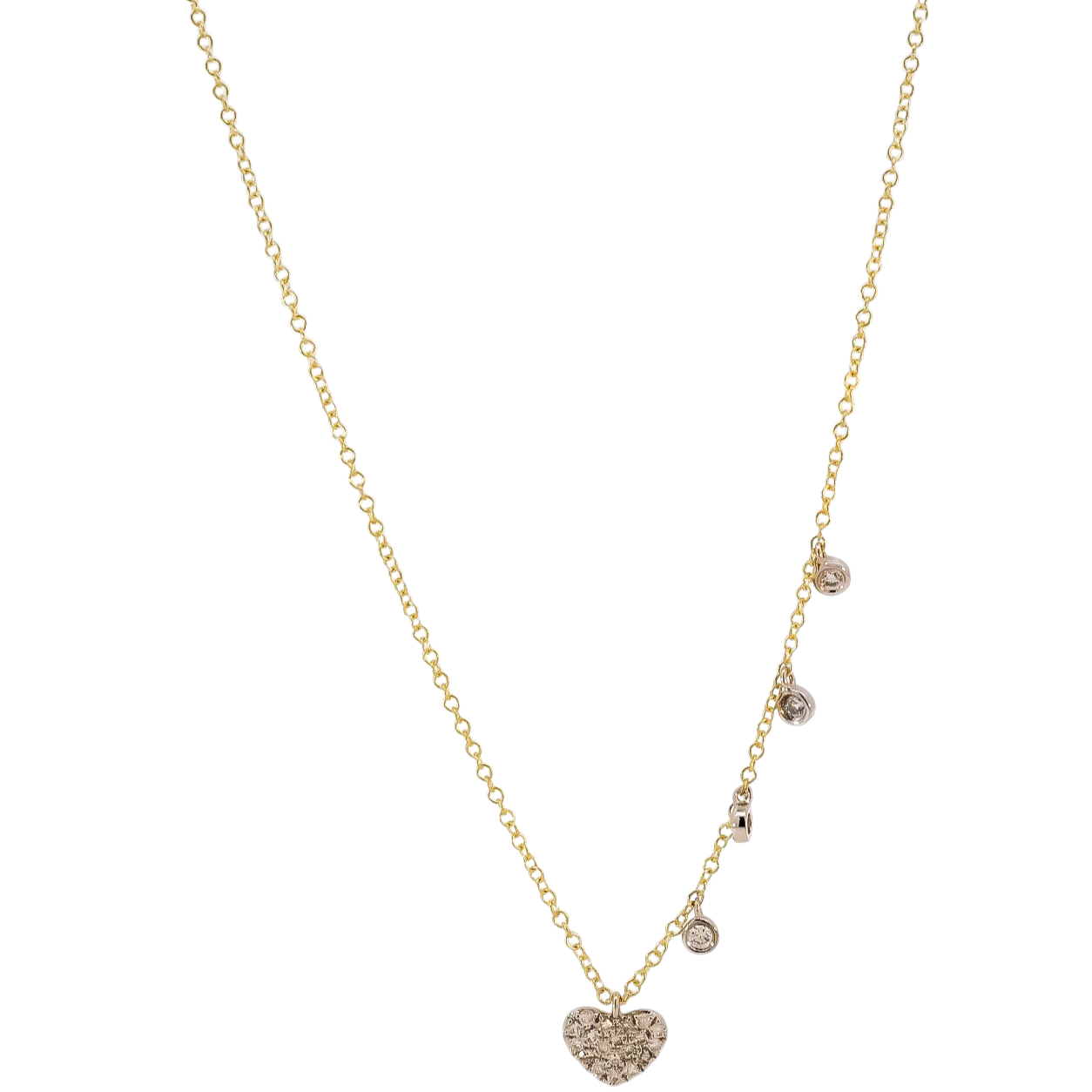 Collar oro amarillo 14kt con dije en forma de de corazon con diamantes