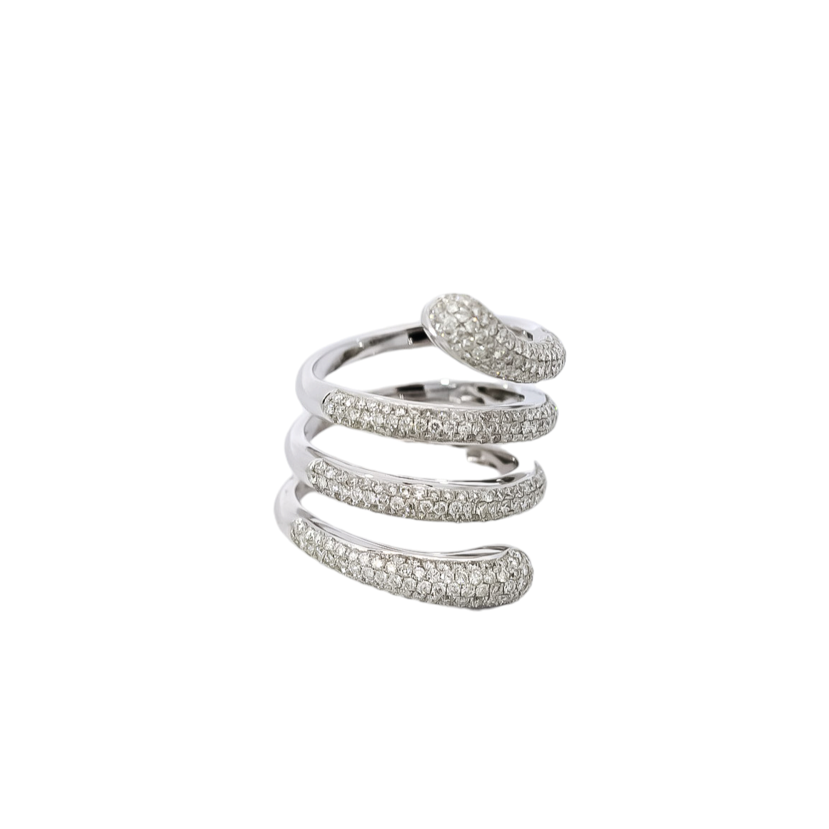 Anillo de cuatro líneas de diamantes en oro blanco