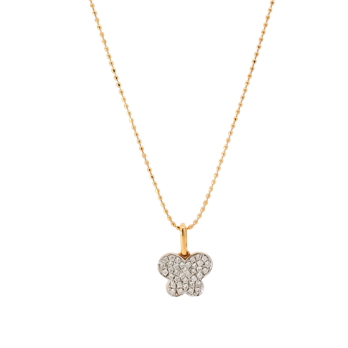 Dije oro amarillo  diseño de mariposa con diamantes