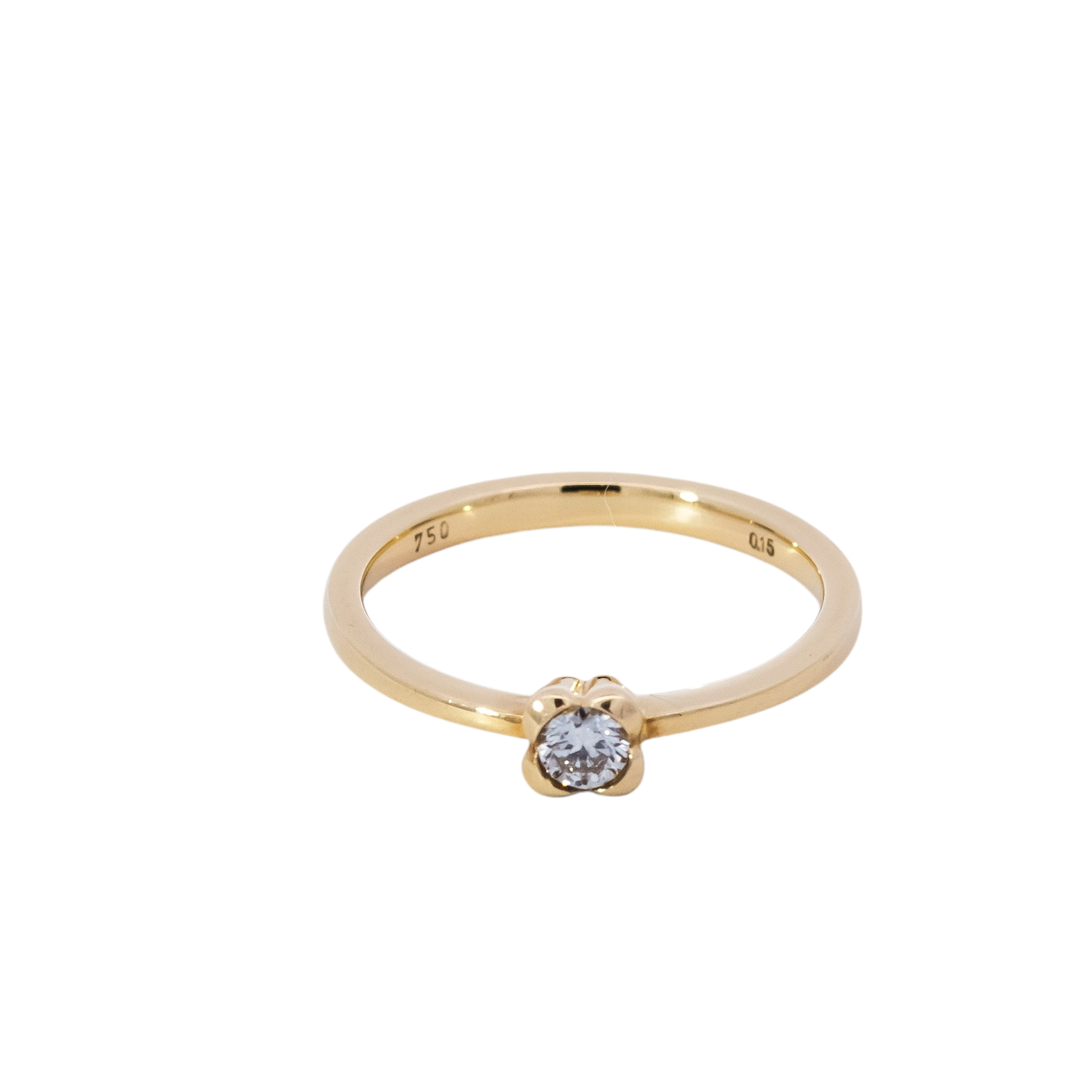 Anillo en oro amarillo con un punto de diamante 0.15ct