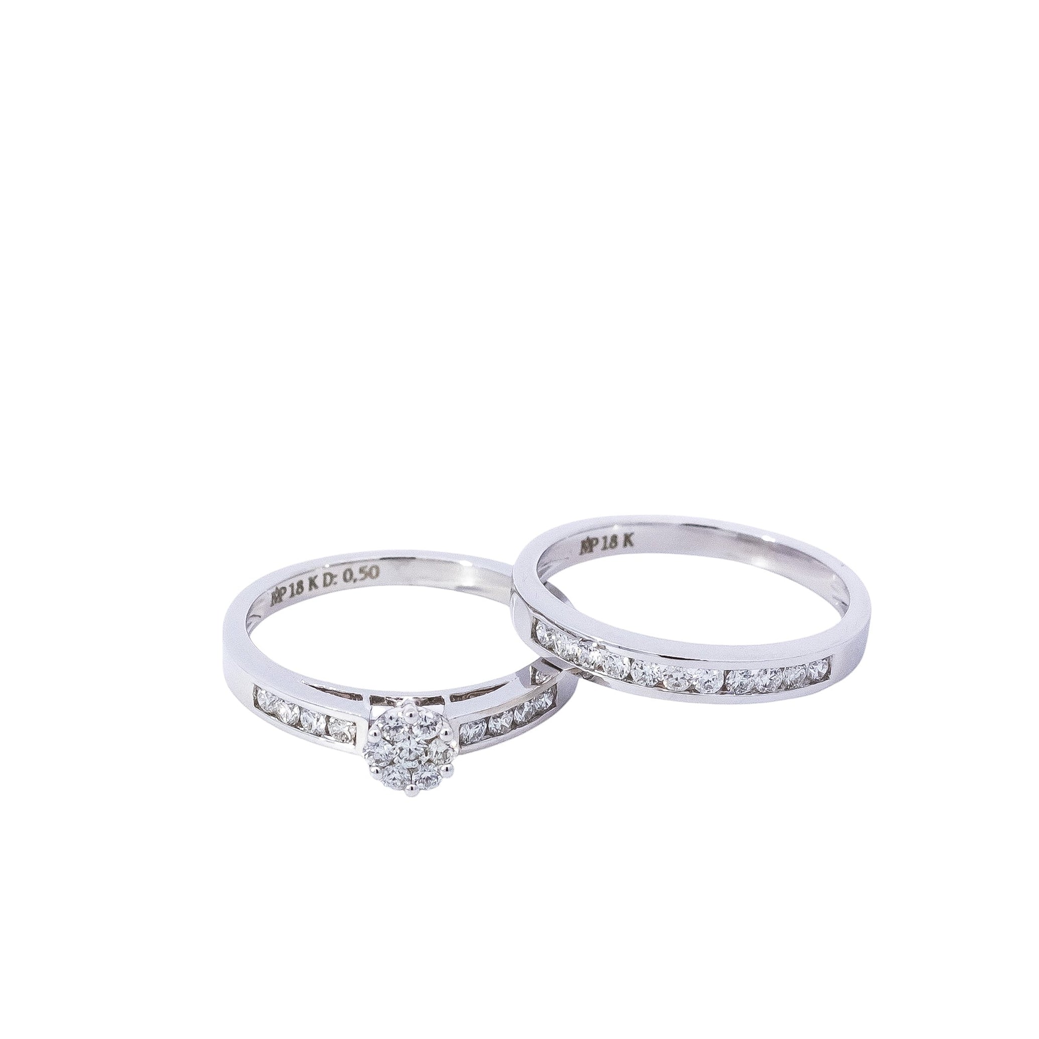 Dúo de anillo de compromiso en oro blanco 18kt  con diamantes