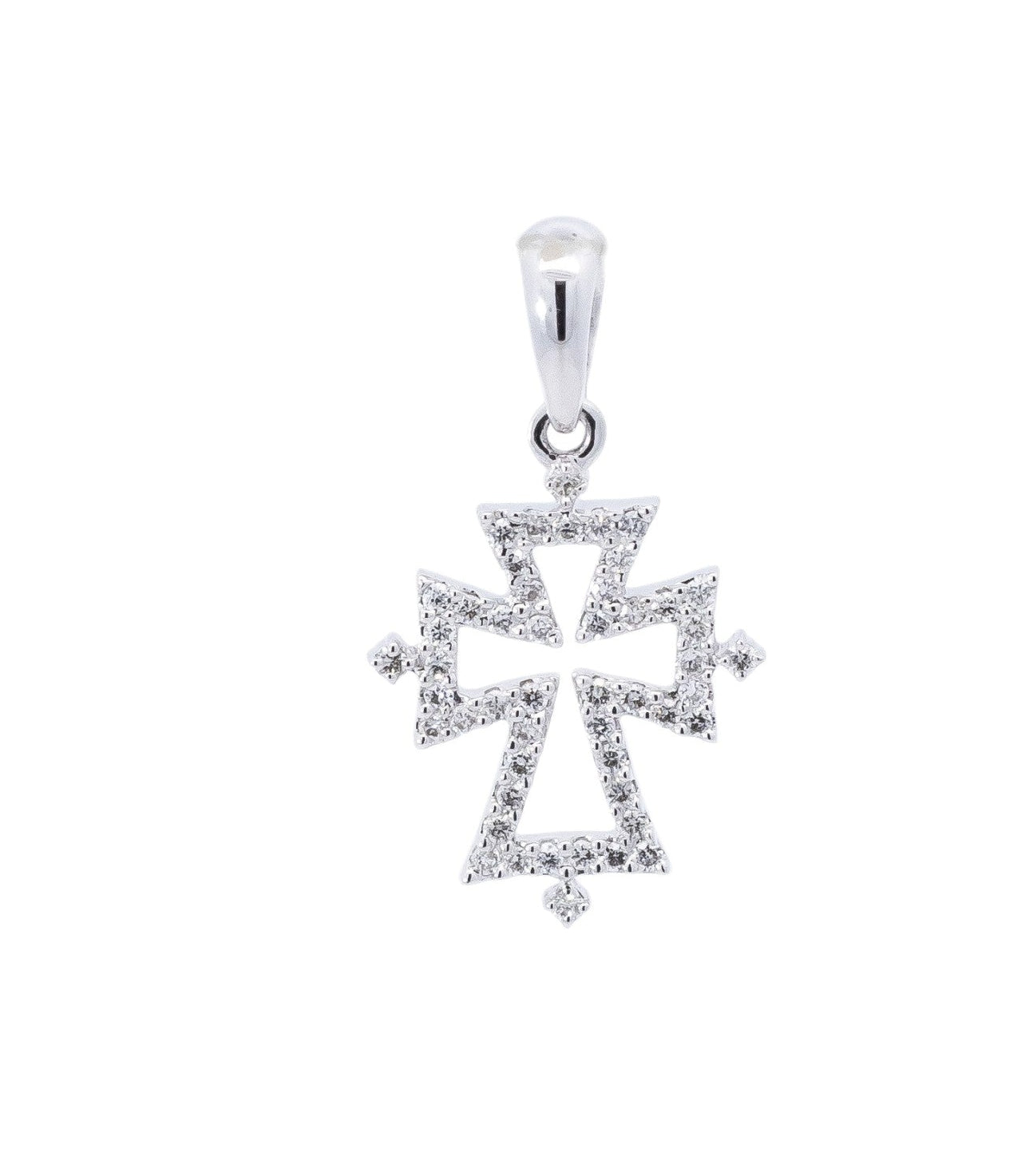 Dije oro blanco   diseño de cruz con diamantes