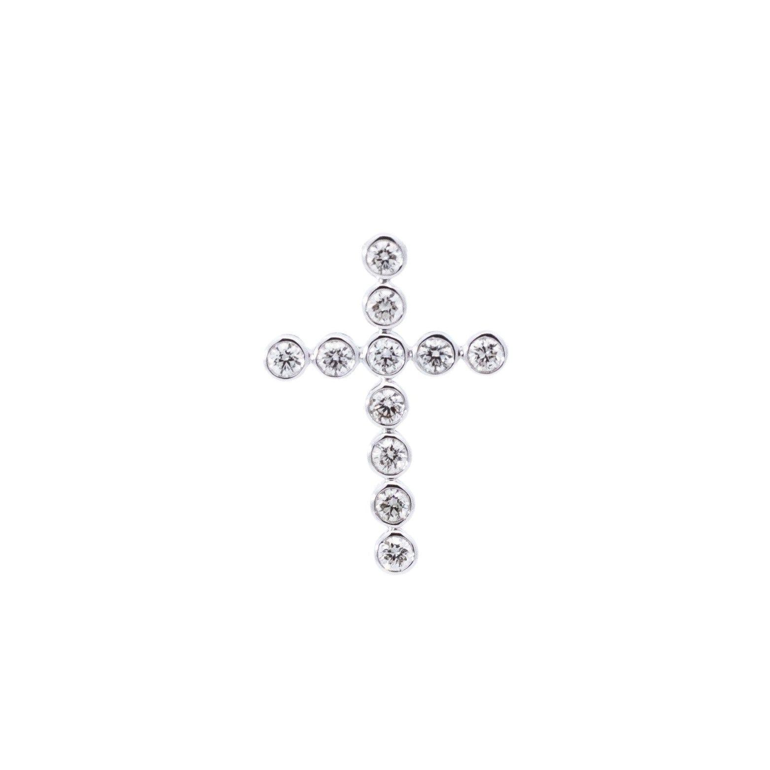 Dije 18k diseño de cruz con diamantes