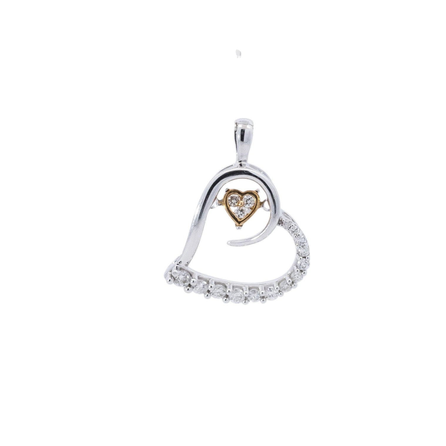 Dije bicolor 18kt diseño de corazón con diamantes