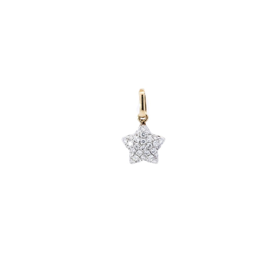 Dije 18k oro amarillo diseño de estrella con diamantes
