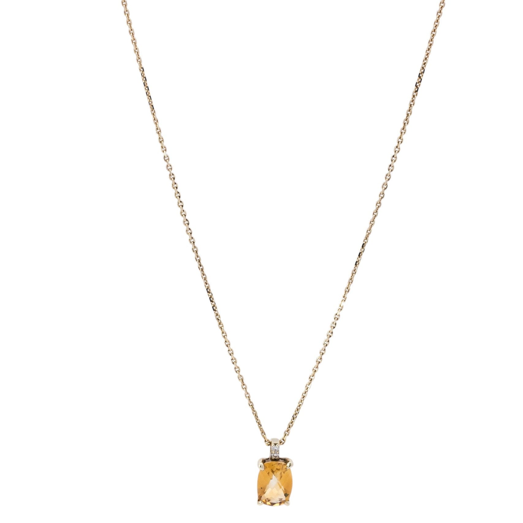 Collar oro amarillo 18k con diamantes y citrina corte ovalado