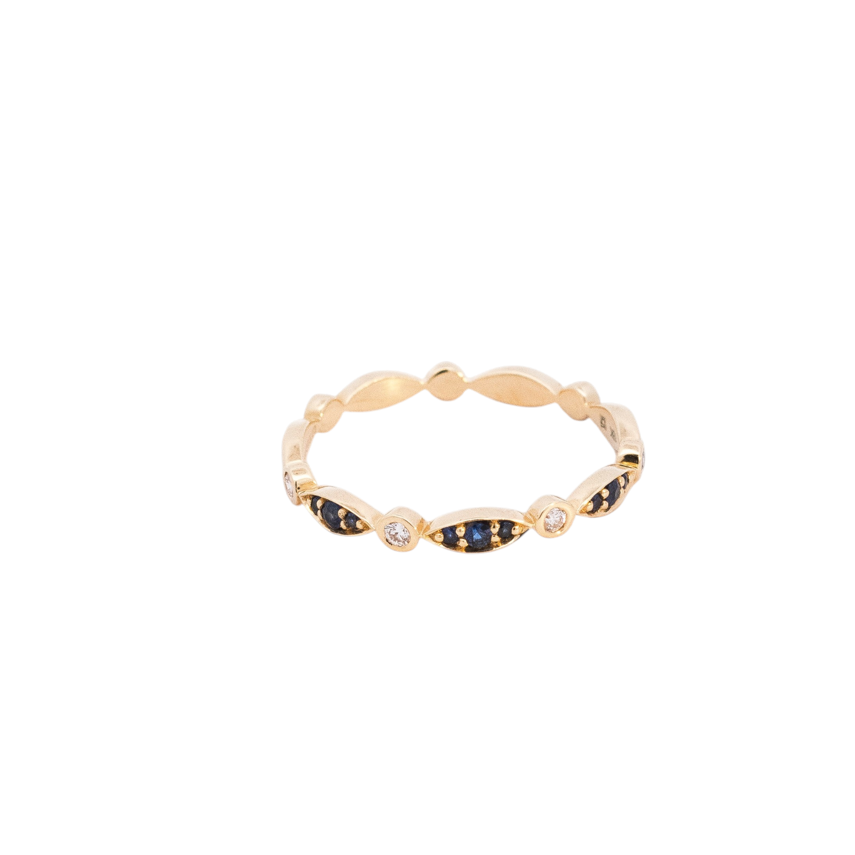 Anillo oro 18k con diamantes y Zafiros