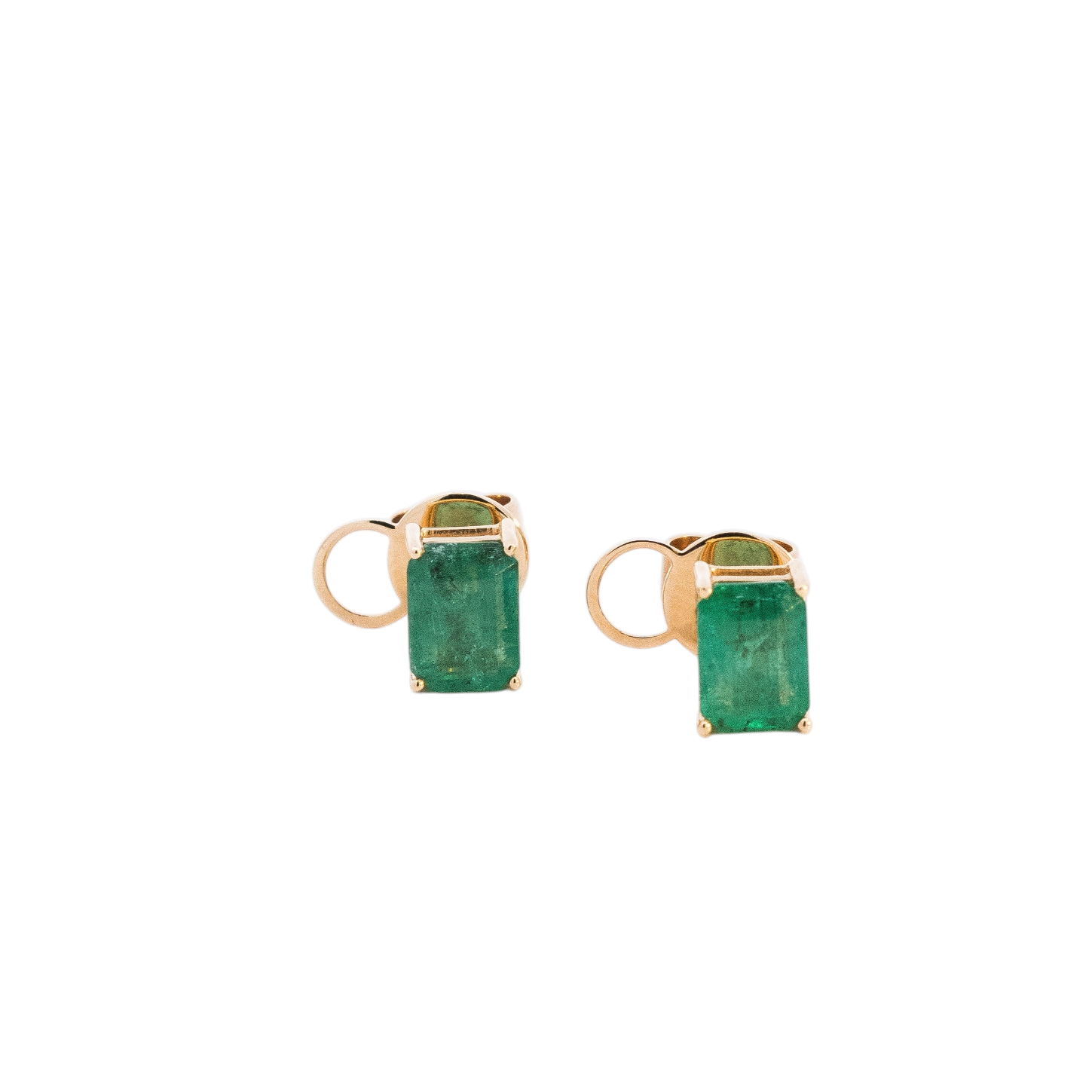 Aretes 18k tipo topos en esmeralda