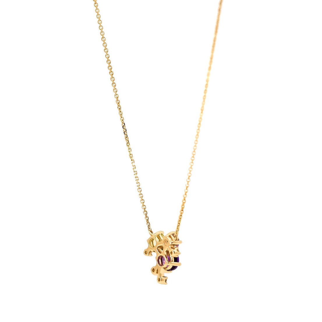 Collar en oro amarillo 18kt  con diamantes amatista y peridoto
