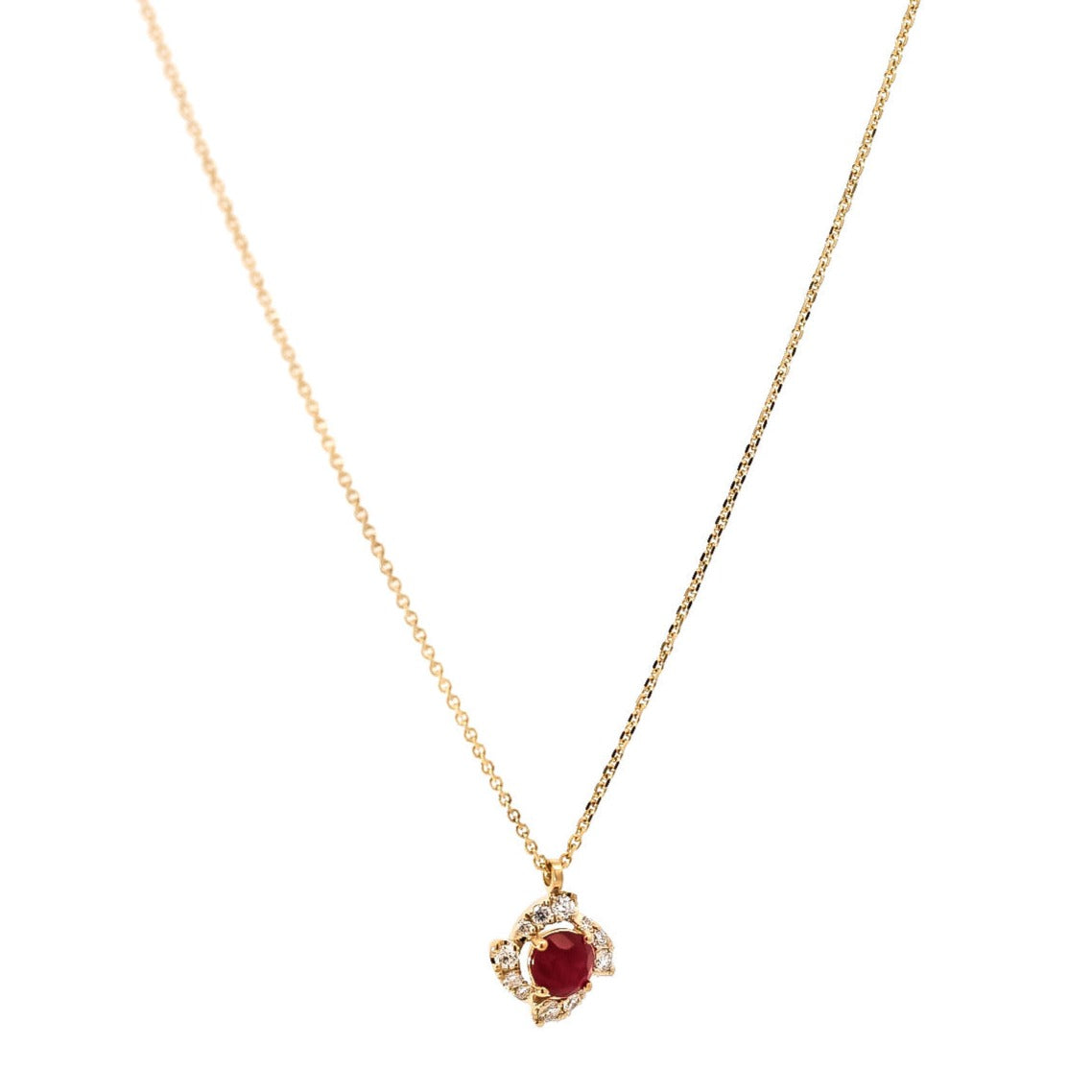 Collar en oro amarillo 18kt con diamantes y rubí