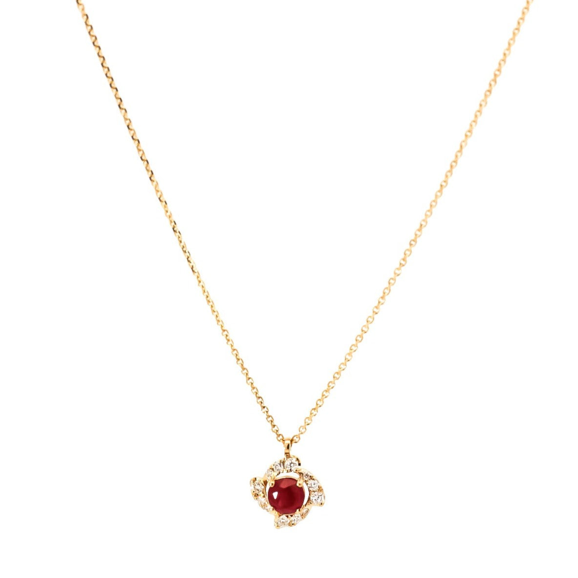 Collar en oro amarillo 18kt con diamantes y rubí