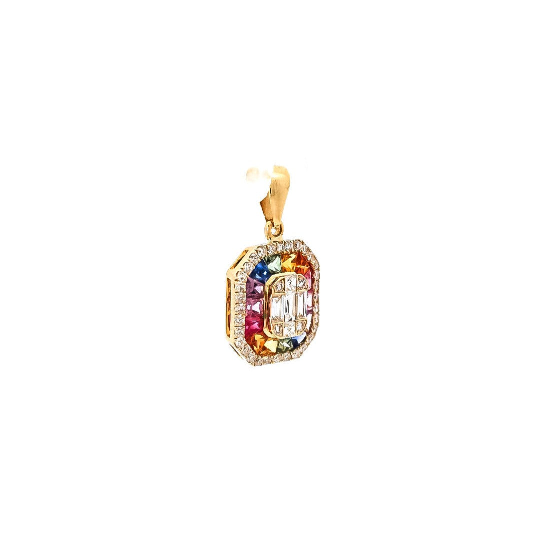 Dije oro amarillo 18kt con diamantes  y zafiros
