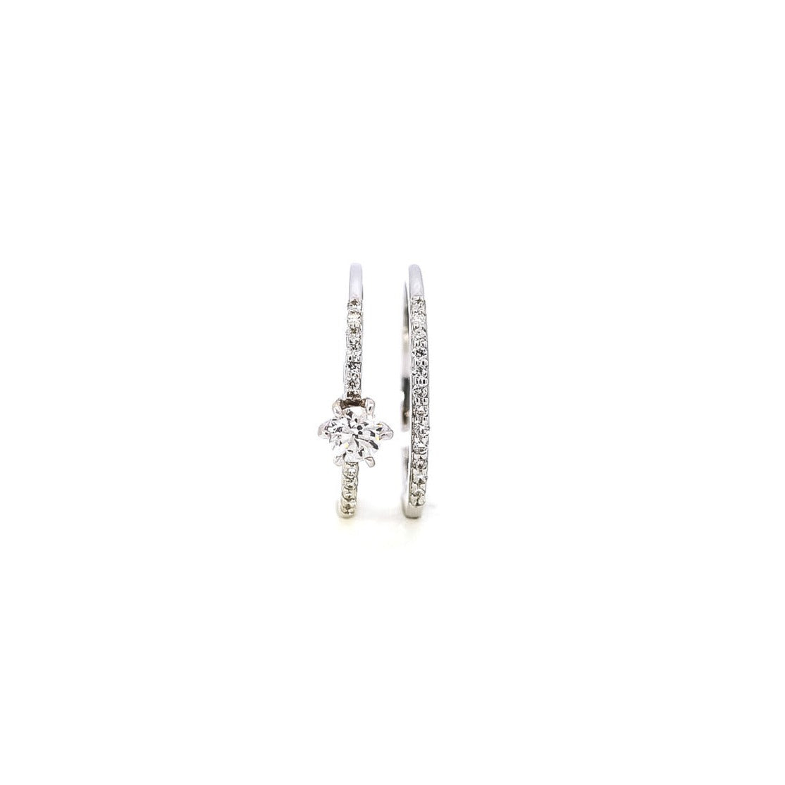 Juego de Alianza y anillo de compromiso en oro blanco 18kt tipo riviera