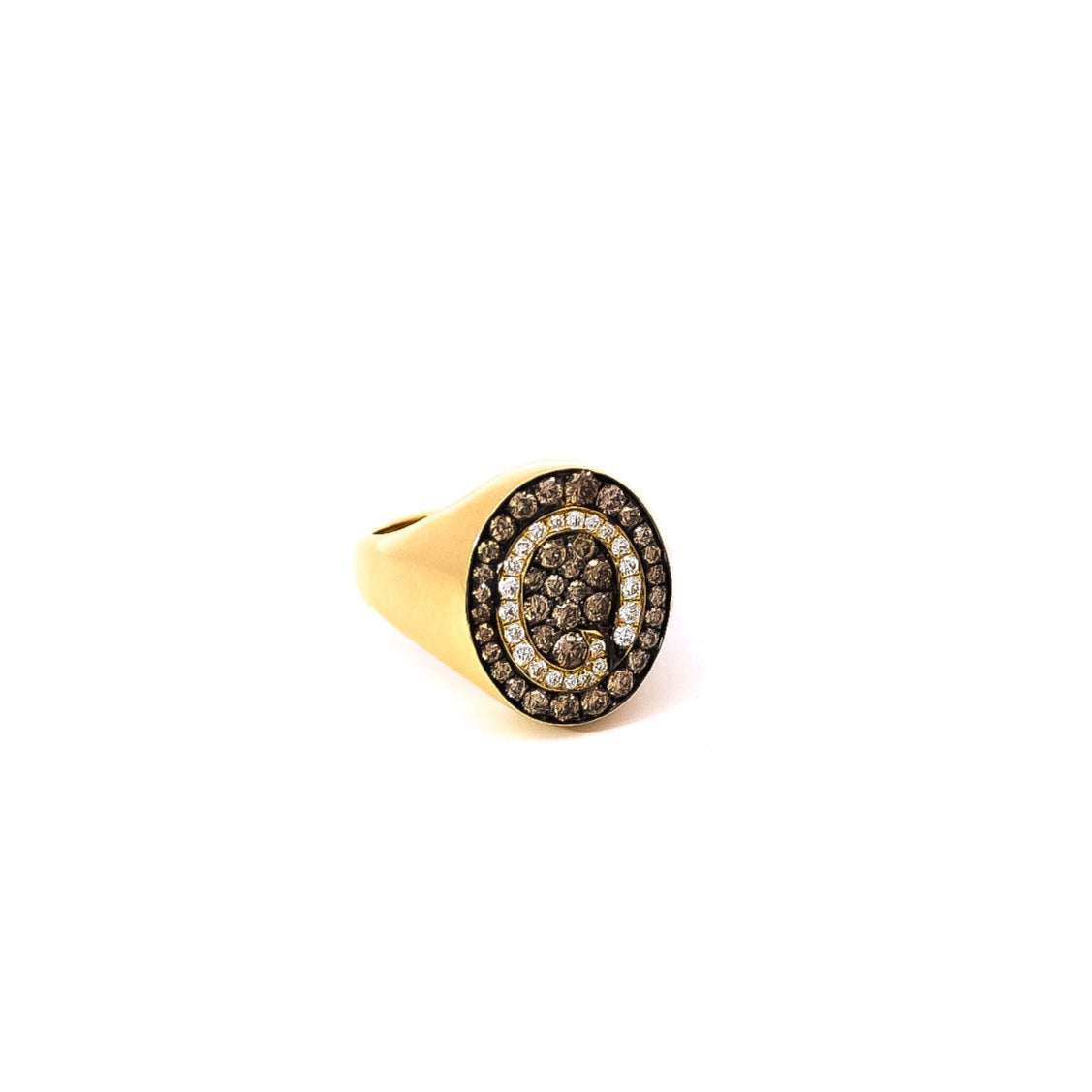 Anillo ancho oro amarillo 18kt con diamantes