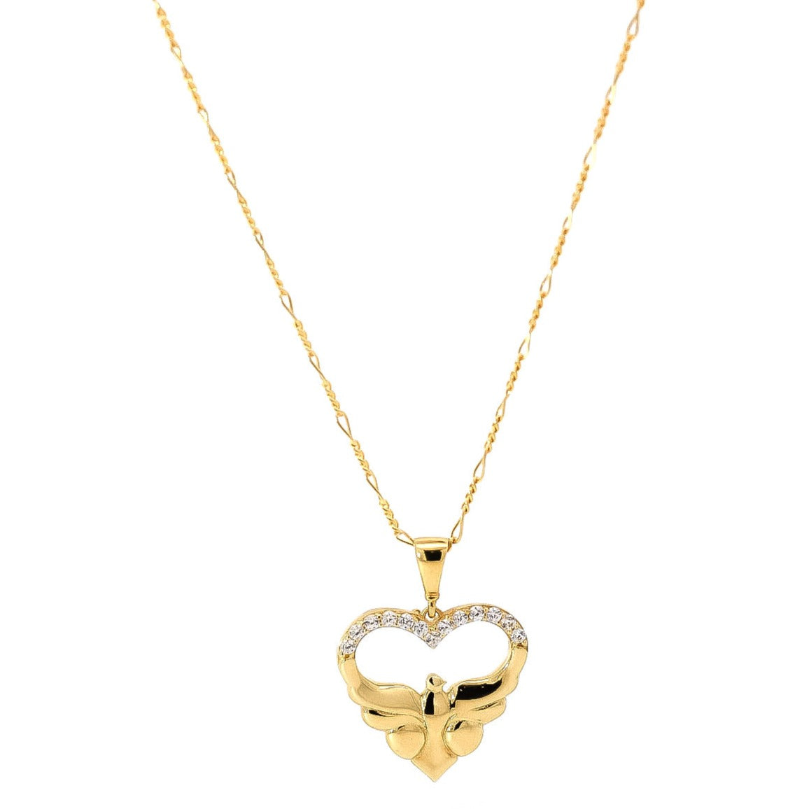 Collar oro amarillo 18kt con dije de corazòn con circones