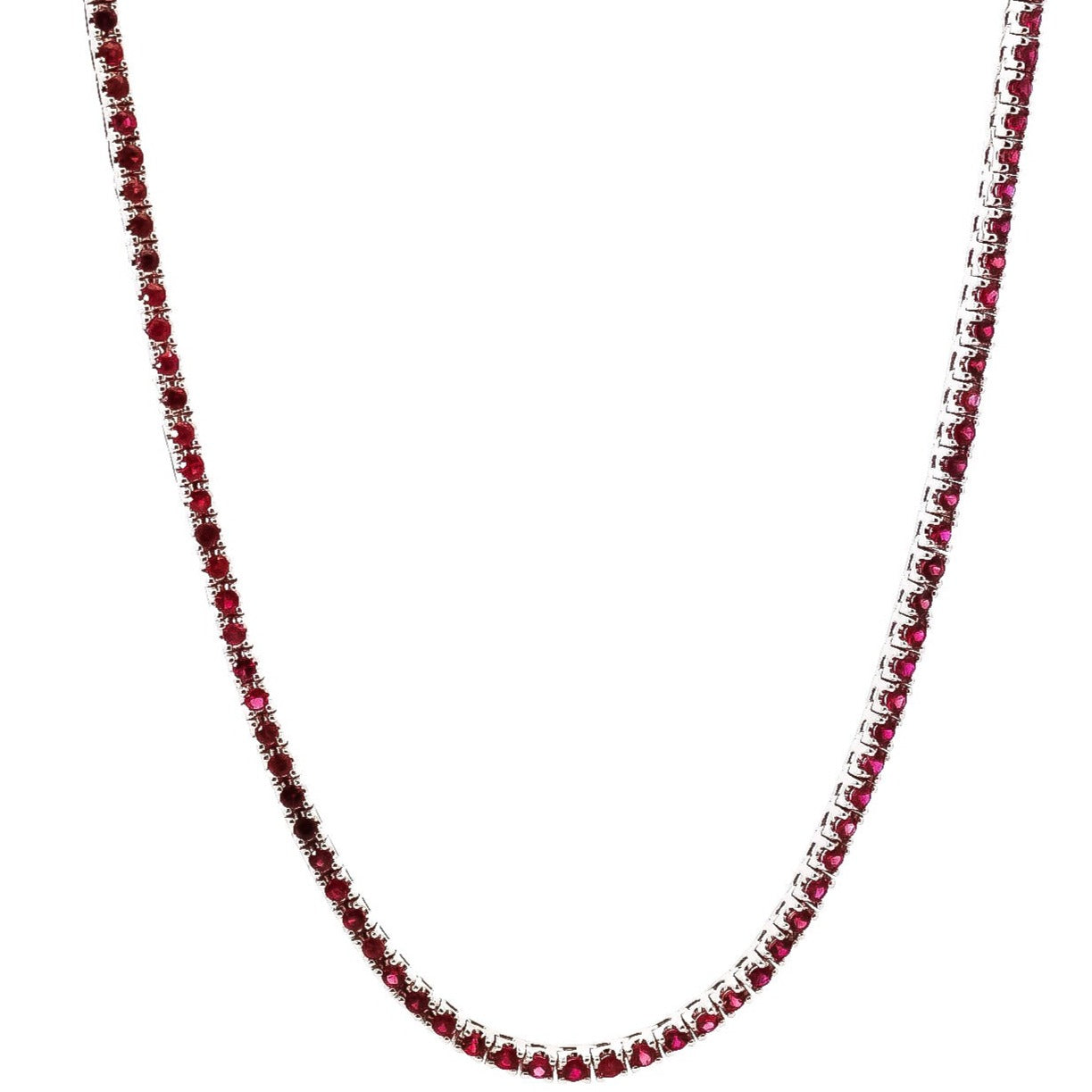 Collar oro blanco 18kt tipo Riviera con rubís