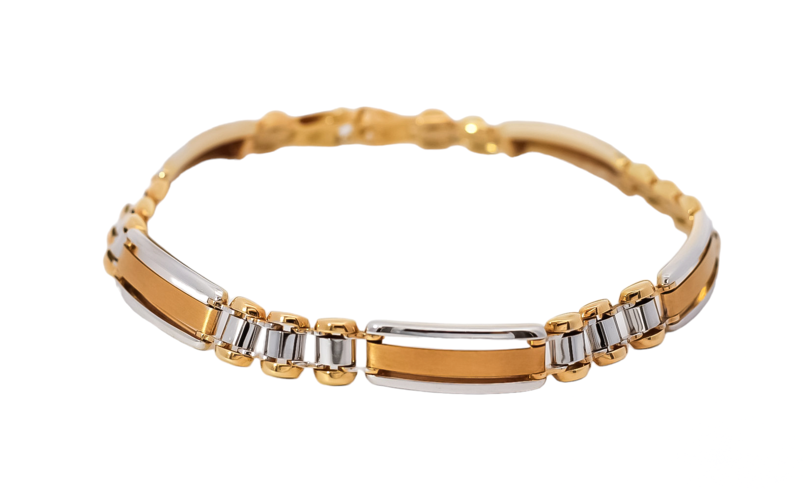 Pulsera para caballero en oro blanco y amarillo 18kt