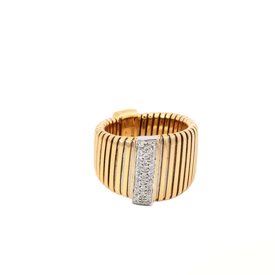 Anillo ancho de tubo gas en oro amarillo  18Kt