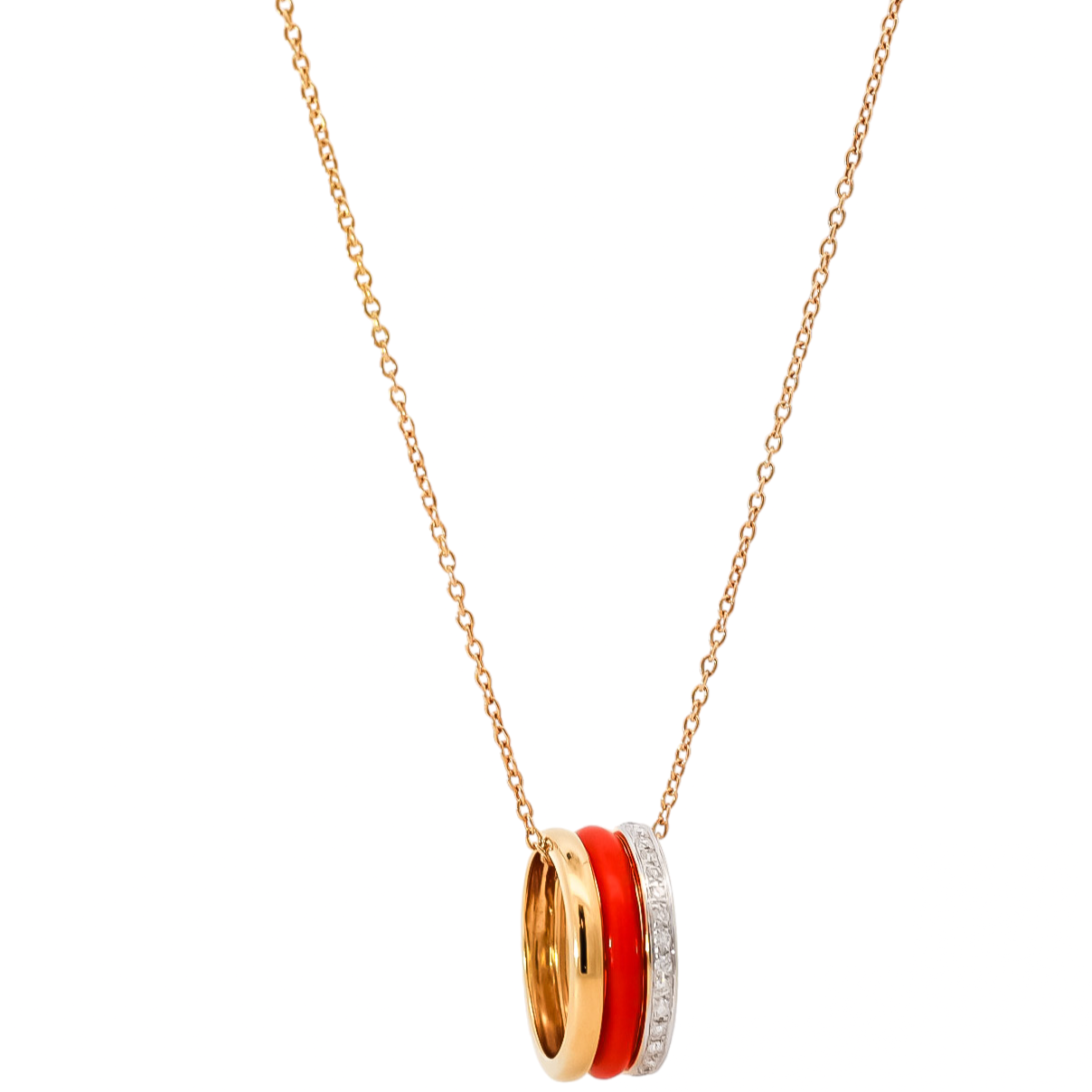 Collar en oro amarillo 18kt con dije de aro con diamantes