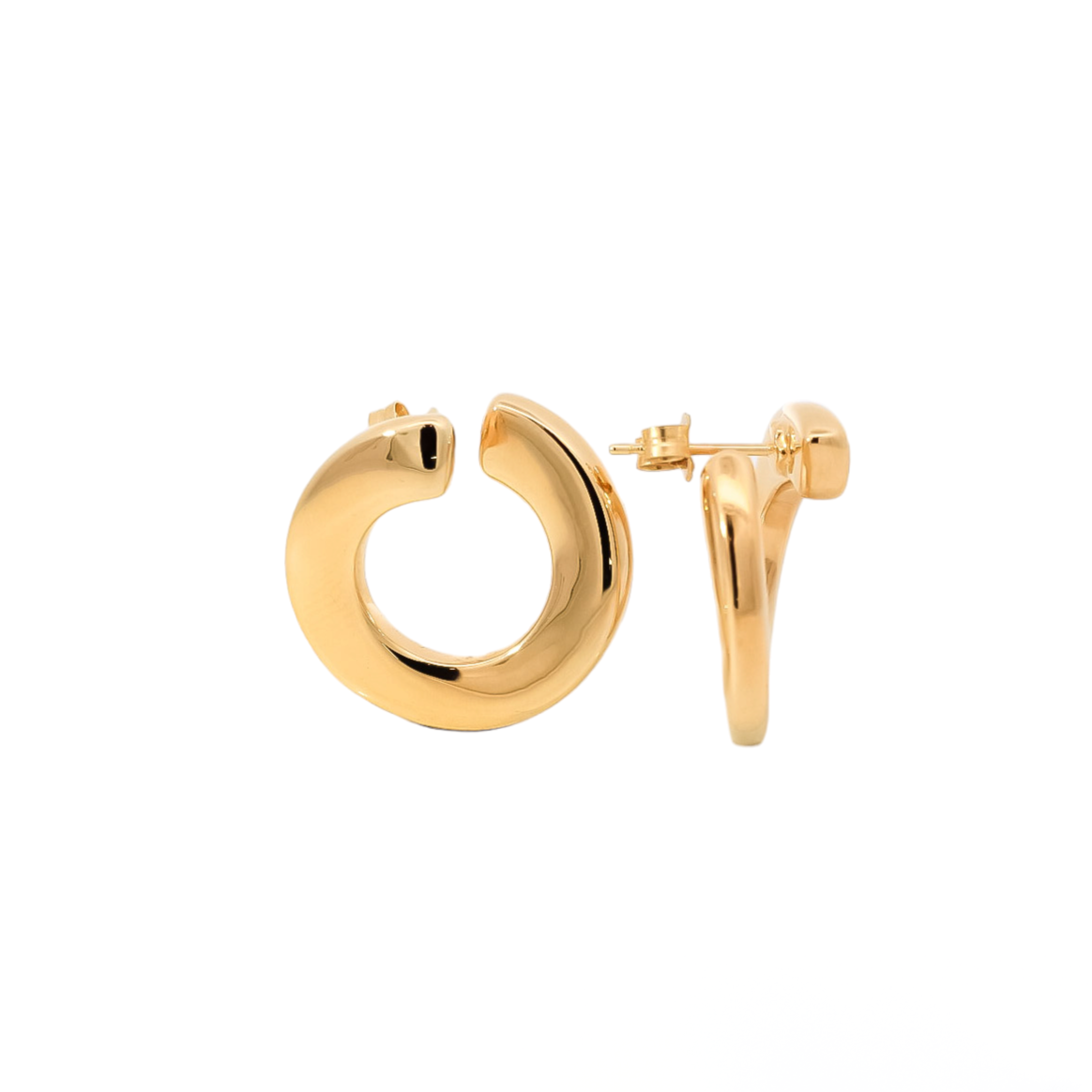 Aretes oro amarillo 18kt con diseño circular