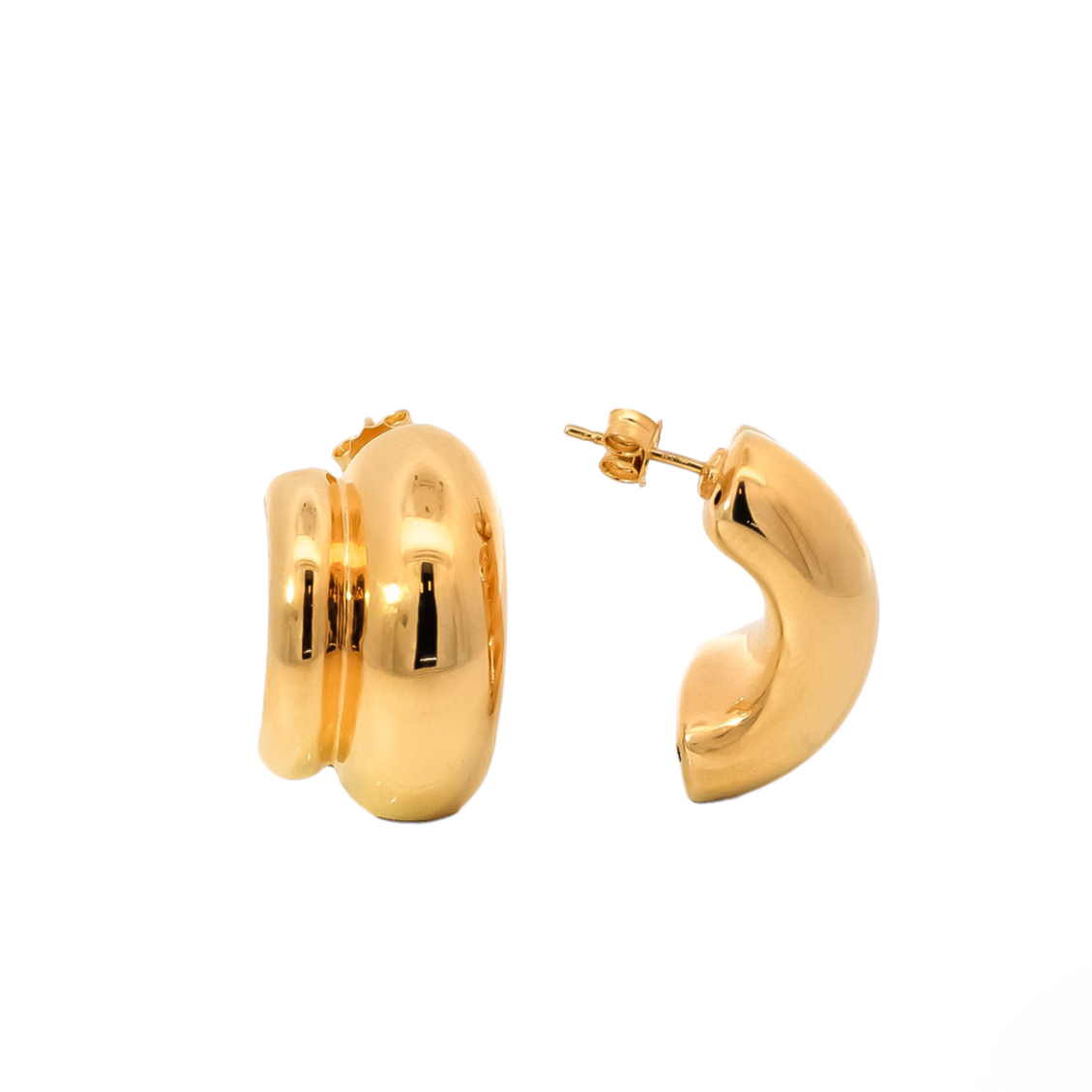 Aretes oro amarillo 18kt diseño de dos líneas