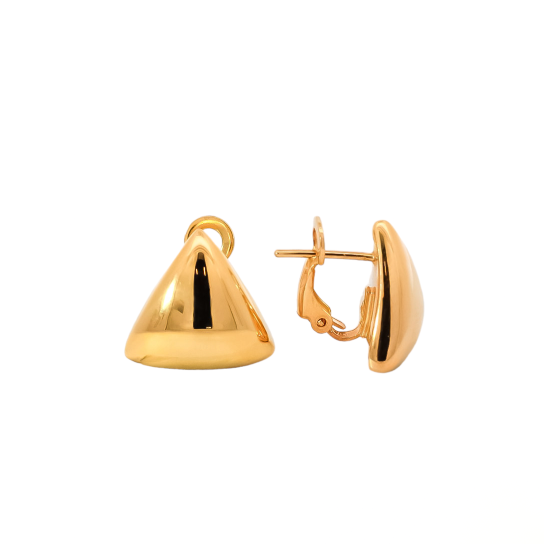 Aretes oro amarillo 18kt   diseño de triangulo pequeño con cierre omega