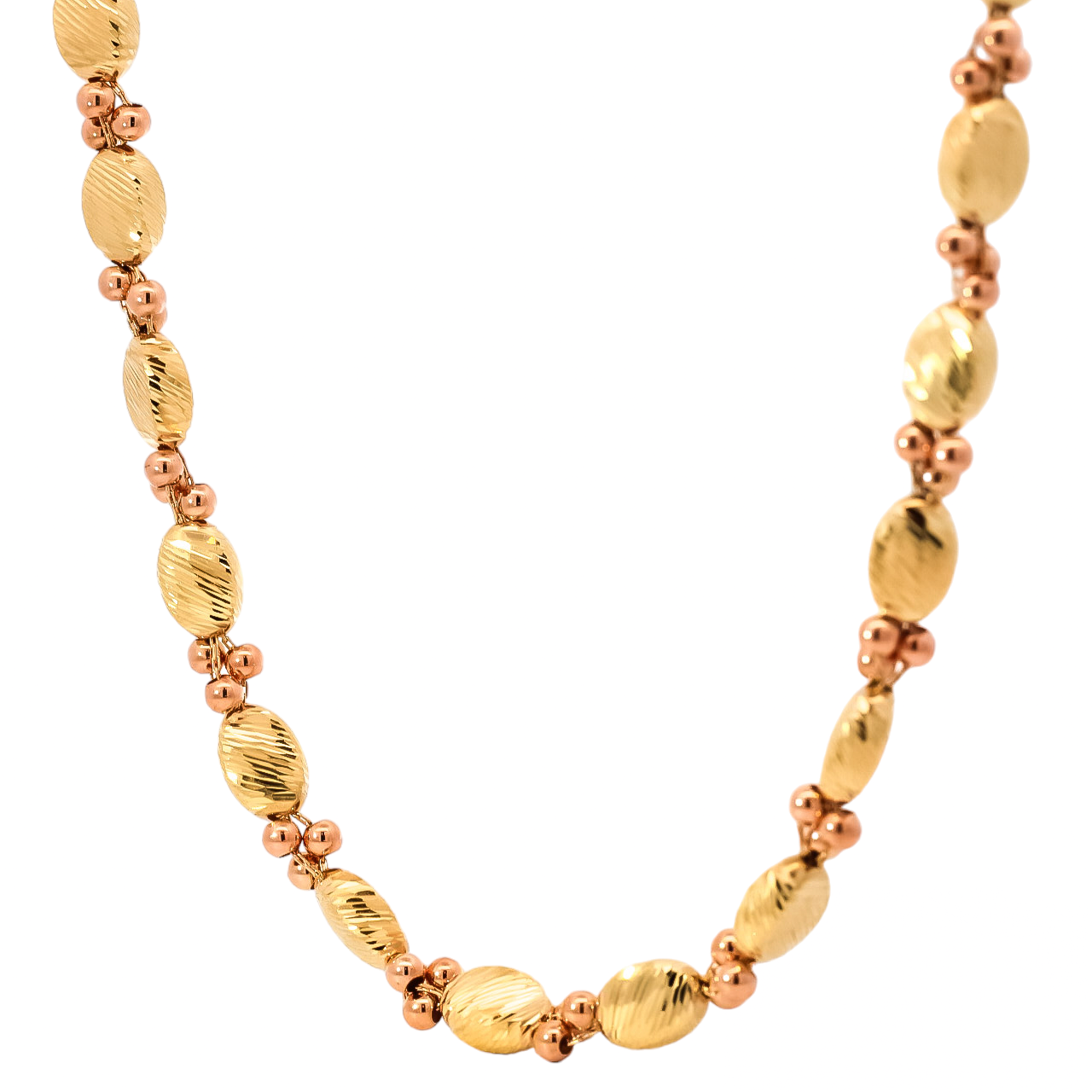 Collar bicolor oro 18kt diseño en eslabones  martillados