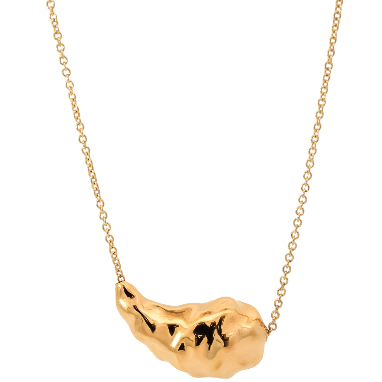 Collar oro amarillo 18kt con dije de gota martillada