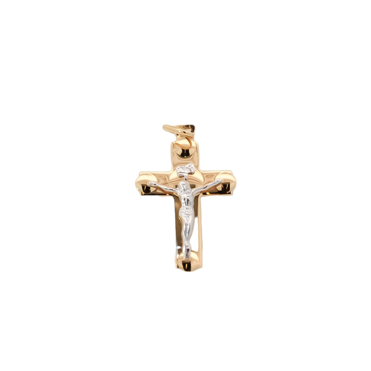 Dije de cruz en oro amarillo y blanco 18kt