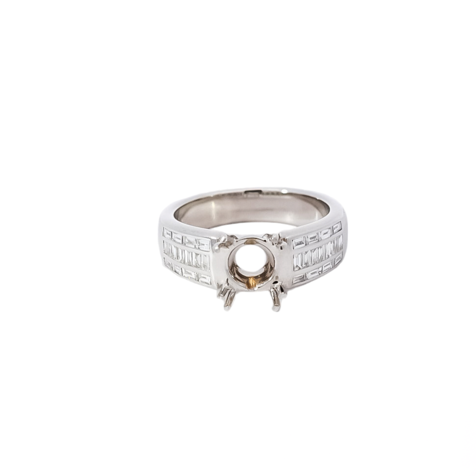 Montura en oro blanco 18kt con diamantes corte baguette