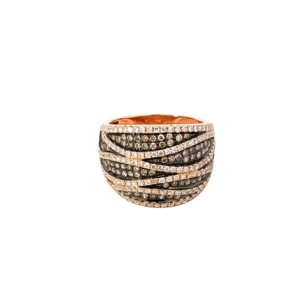Anillo ancho oro amarillo 18kt con diamantes