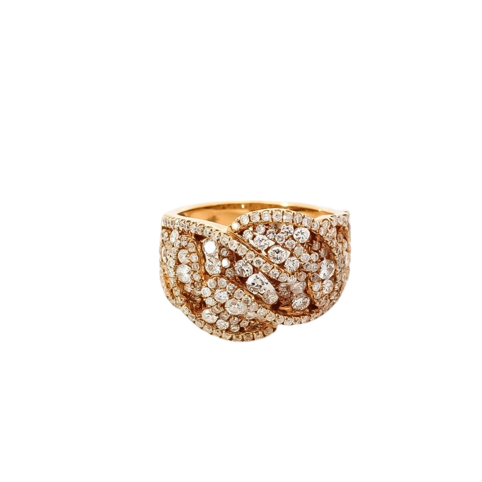 Anillo ancho oro amarillo 18kt con diamantes