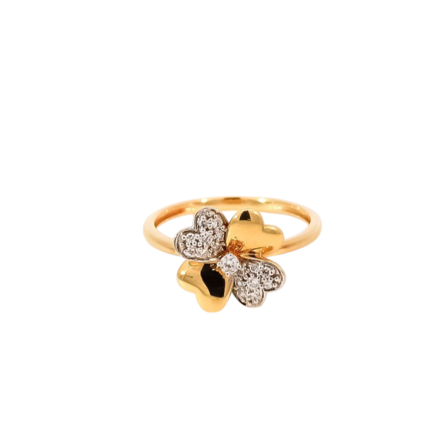 Anillo oro amarillo 18kt  en diseño de flor con diamantes