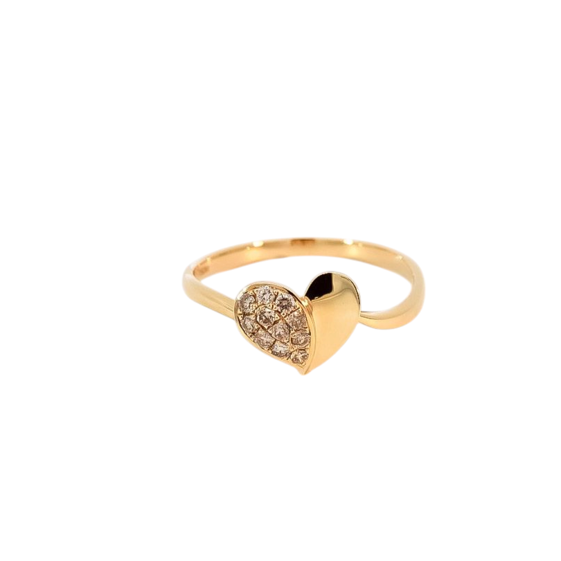 Anillo oro amarillo 18kt diseño de corazón con diamantes