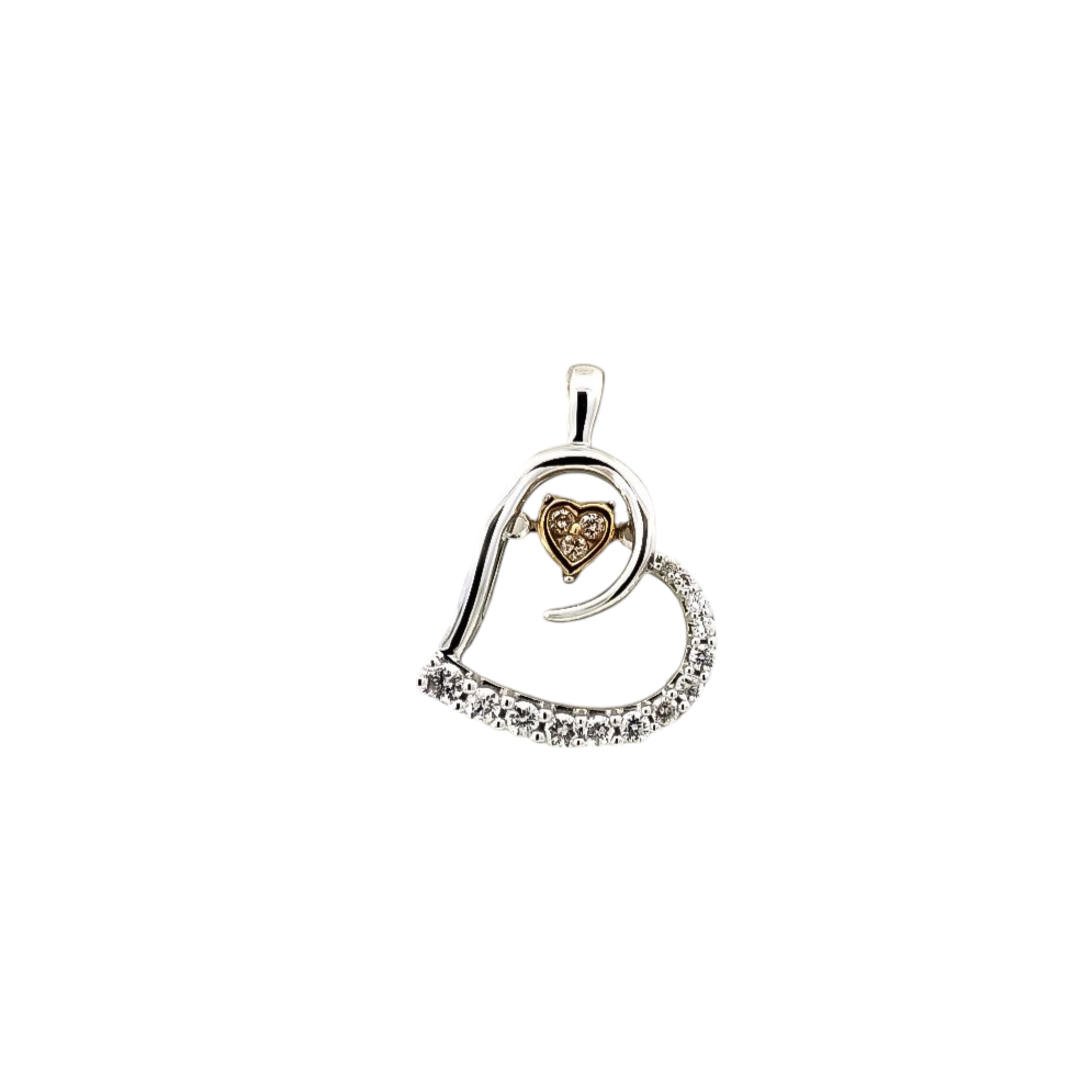 Dije bicolor 18kt diseño de corazón con diamantes