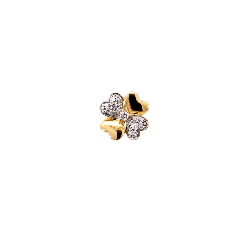 Dije oro amarillo 18kt diseño de flor con diamantes